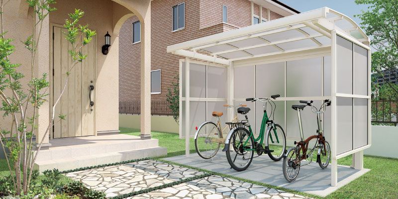 雨でも濡れない屋根付きサイクルポートの提案