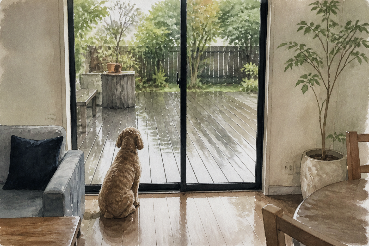 犬と庭で過ごしたいが滑る・段差が心配