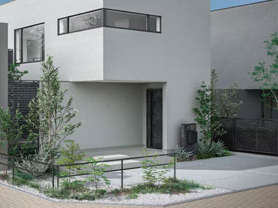 門まわりと玄関を統一したデザイン