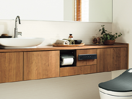 収納や手洗いカウンターの設置