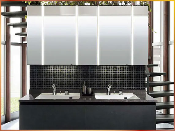 洗面台の設置寸法と配管位置確認