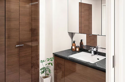 洗面台位置変更工事