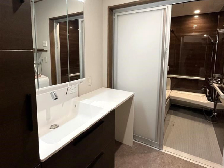 洗面脱衣室と一体化した効率的な設計