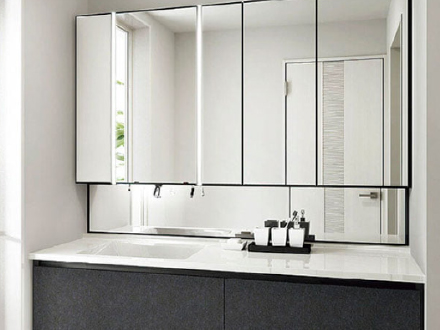 LED照明付きミラー・三面鏡・収納付きミラー