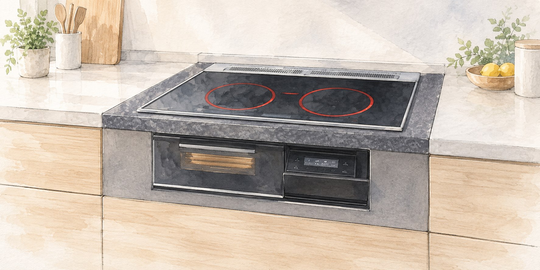 キッチンに組み込んだIHクッキングヒーター