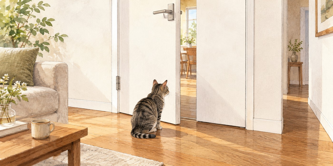 猫の移動のため開けているリビングドア