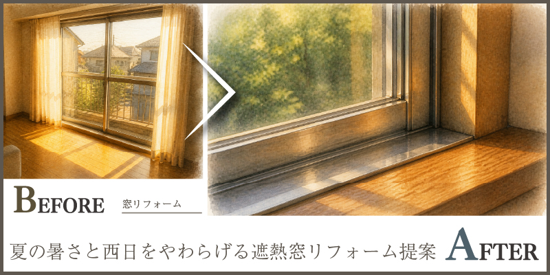 夏の暑さと西日をやわらげる遮熱窓リフォーム提案